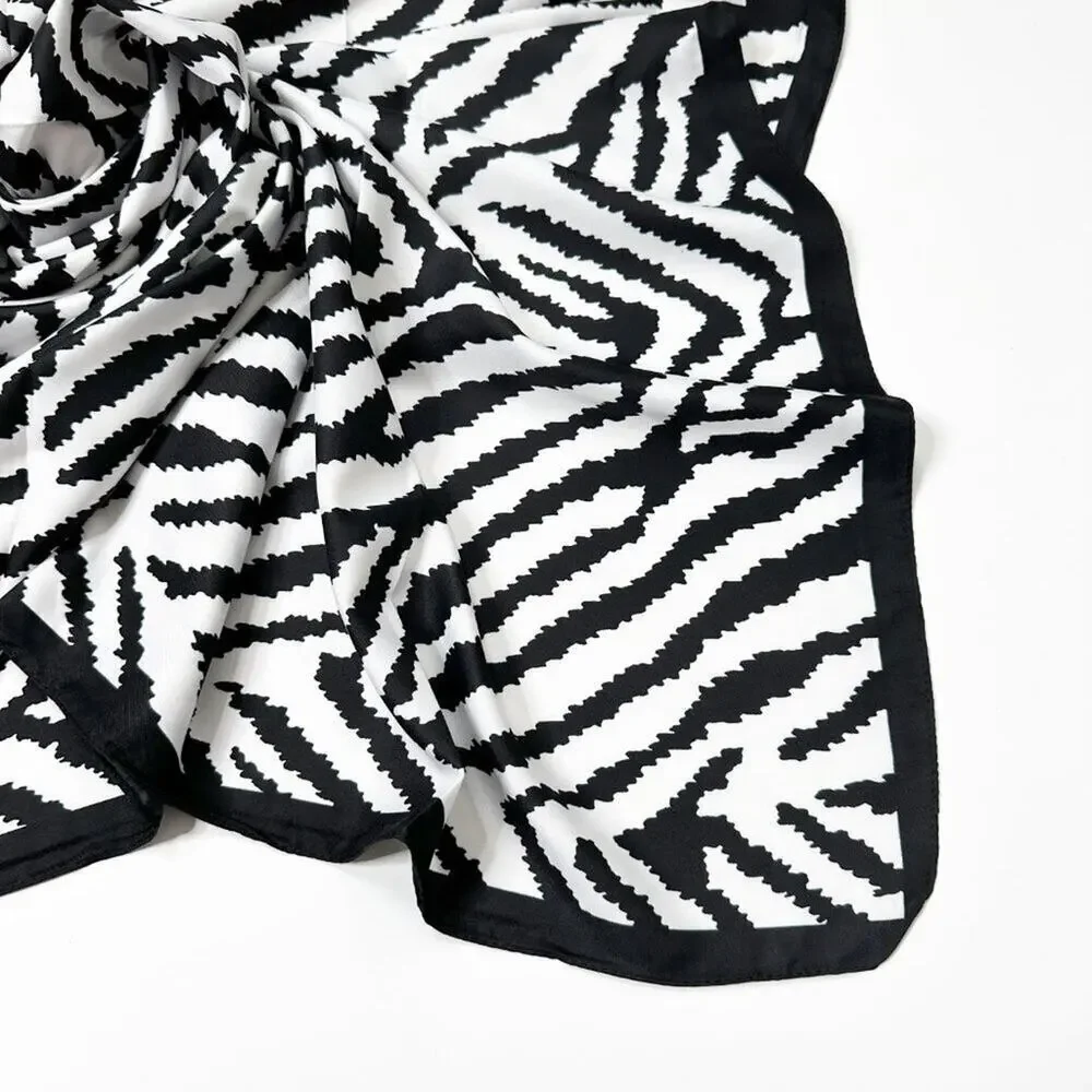 2/$30 NEW White Black Zebra Printed Silky Fashion Scarf